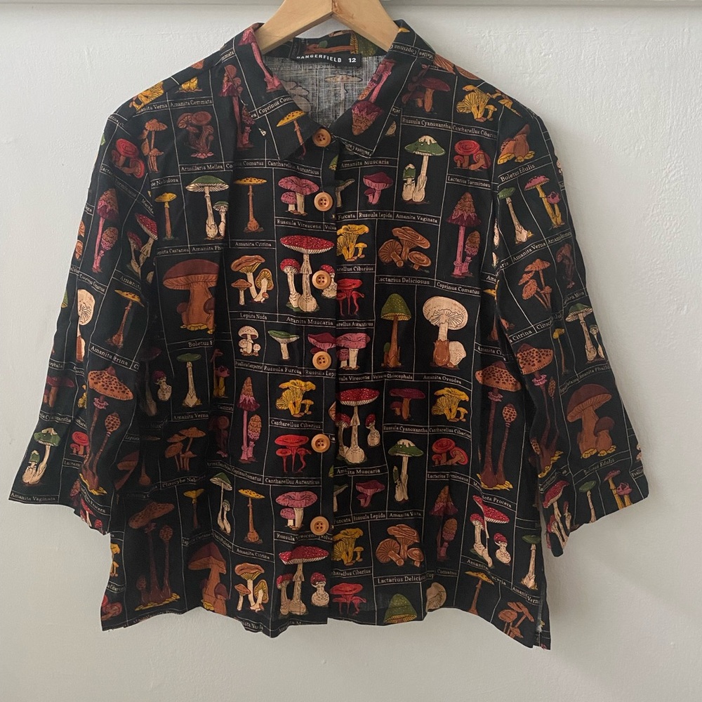 Mushroom Print Button-Up Shirt